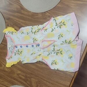 EUC Matilda Jane girls romper. Size 6. Yellow, pink.